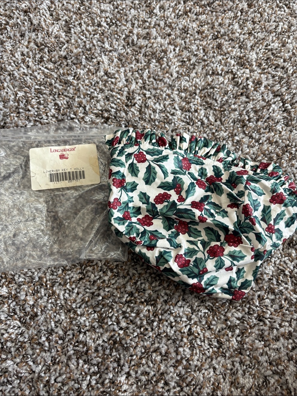 Longaberger small key basket liner traditional holly